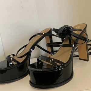 Black Leg Strap Heel